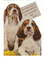 Vintage Get Well Card Beagle Puppy Dogs Unused Die Cut Sunshine 1960&#39;s - £7.82 GBP