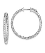 Sterling Shimmer Silver  80 Stone 1.75mm CZ In and Out Round Hinged Hoop Earring - $205.55