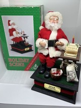 Vintage 1991 Holiday Scene Santa Checking List Reads Plays Christmas Carols 12” - £25.38 GBP