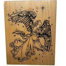 Angel Playing Harp Lyre Hearts Stars Rubber Stamp PSX K-1332 Vintage 199... - £15.31 GBP