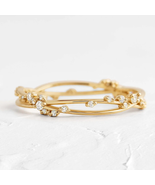 925 Silver Floral Stack Band 925 Silver Moissanite Diamond Stacking Wedd... - $220.14 CAD