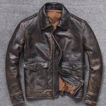 A2 Aviator Brown Distressed Pilot Flight Bomber Air Force Real Leather J... - £93.57 GBP