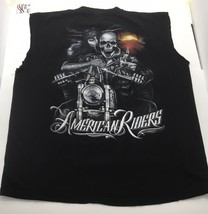 Vintage T Shirt - American Riders 90&#39;s Skull Motorcycle Girl Cut-off Sleeves USA - £25.78 GBP