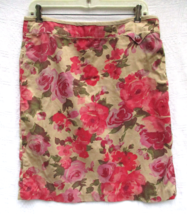 Odille Anthropologie Roses Floral Print Pencil Straight Skirt Size 8 Full Vent - £11.95 GBP