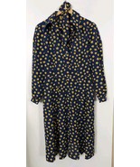 Vintage Fred Rothschild Size 8 Dress Navy Blue Mustard Yellow Polka Dots... - $19.34