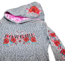 Cowgirl Hardware Girls Western Hoodie Leopard Print W Roses Sz Xs, 5 - £19.54 GBP