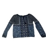 Lucky Brand Boho Embroidered Top Womens Size M White/Blue Peasant Blouse... - $298.16 MXN