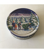 Vintage empty Danish butter cookie round tin container with winter holid... - $362.29 MXN