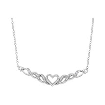 10k White Gold Womens Round Diamond Heart Pendant Necklace 1/6 Cttw - £219.39 GBP