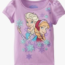 Disney Girls&#39; Elsa and Anna Snowflake Short Sleeve T-Shirt - £11.06 GBP