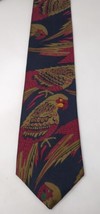 Vintage Ferrell Reed Woven 100% Silk Neck Tie Parrots Birds England USA 70s 80s - £22.89 GBP