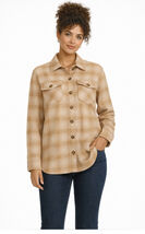 Time and Tru Women’s Plaid Button Down Shacket w/ Flap Pockets - $29.98