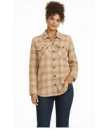 Time and Tru Women’s Plaid Button Down Shacket w/ Flap Pockets - $29.98