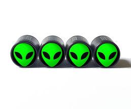 Alien Face Tire Valve Caps - Black Aluminum - Set of Four (5 colors) - £12.50 GBP
