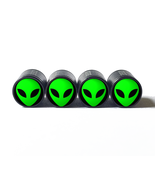 Alien Face Tire Valve Caps - Black Aluminum - Set of Four (5 colors) - £13.19 GBP