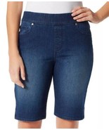 Womens Shorts Bermuda Jean Gloria Vanderbilt Avery Dark Blue Denim Pull ... - $24.75