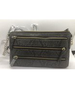 Neiman Marcus Triple-Zip Gray Snake Print Faux Leather Crossbody Bag NWT - €34,60 EUR