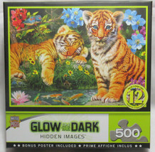 Master Jigsaw 500 Puzzle Pieces A WATCHFUL EYE 2 Tiger Cubs Glow in the Dark - $26.15