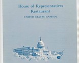 House of Representatives Restaurant Menu United States Capitol 1969 - $27.72
