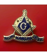 Masons Kansas Unity Compass Square Secret Society G Vintage Pin Button P... - £10.28 GBP