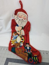 Needlepoint Santa Claus Toys Christmas Stocking 22 Inch - £16.87 GBP