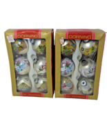 Corning 6 Pack Christmas Mice Glass Tree Ornaments 1960&#39;s Original Box L... - $24.07