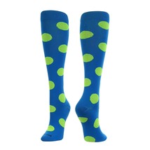 Krazisox Polka Dot Over The Calf Socks (Electric Blue/Neon Yellow, Med - £19.74 GBP