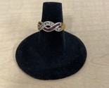 Vintage Gold Plated Silver Red White Stone Ring Size 6 Estate Jewelry Fi... - $24.75