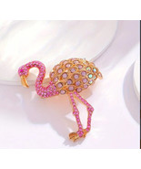 Vintage pink flamingo pin brooch - $12.38