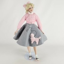 Vintage Sock Hop Doll With Outfit Pink Gray Poodle 16.5&quot; Blonde Girl - £21.10 GBP