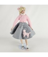 Vintage Sock Hop Doll With Outfit Pink Gray Poodle 16.5&quot; Blonde Girl - £20.92 GBP