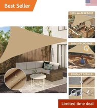 Shade Sail, 6'7''x 6'7''x 6'7'' Sun Waterproof for Patio Yard Deck Pergo... - $34.92