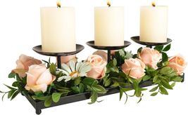 Pillar Candle Holders, 3 Pedestal Wick Pillar Candles for Table Centerpiece Deco - £27.23 GBP