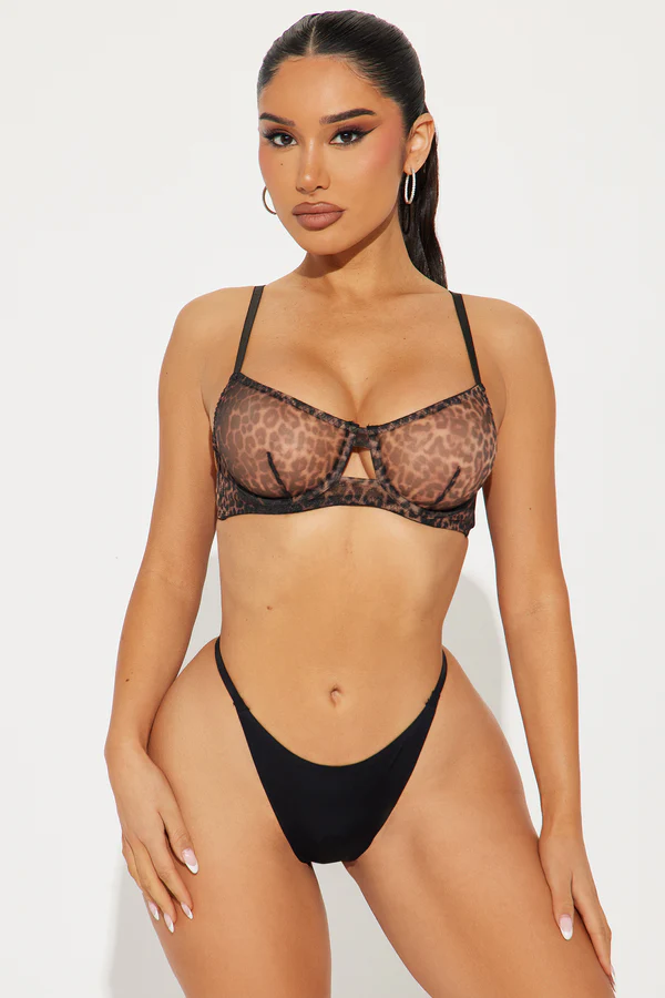Just My Prey Leopard Mesh Unlined Demi Bra - Leopard - €4,26 EUR