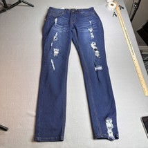 UWD Jeans Juniors 11 Blue Distressed Premium Denimwear Ripped Straight L... - $23.99