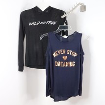 2pc Girl&#39;s 10/12 Everlast &amp; Btween Graphic Motivational Quote Long Sleeve Tops - £9.67 GBP