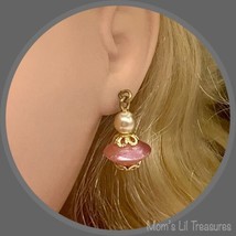 Pink And Pearl Dangle Doll Earrings • 18 Inch Doll Jewelry - $6.86