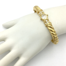 SWAROVSKI goldtone crystal hinge bracelet - clear rhinestone swan-signed... - $23.00