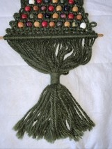 Green Macrame Vtg Christmas Tree Wall Hanging Colorful Wooden Beads MCM ... - $33.93 CAD