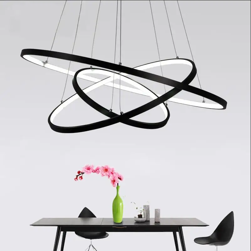 D100cm black white modern pendant lights for living room dining room 4 3 2 1 circle thumb200
