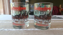 Rare 1989 Budwieser Clydesdales Whiskey Glasses 4.25&quot; - £76.74 GBP