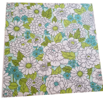 Vintage Wallpaper Sample Sheet Blue Green Flowers Floral Craft Supply Do... - £7.81 GBP
