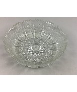 Vintage Heavy Cut Glass Floral Serving Bowl - 2.5”Hx9”D - £14.11 GBP