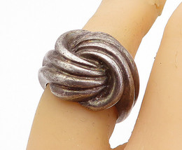 925 Sterling Silver - Vintage Dark Tone Twist Knot Dome Band Ring Sz 6.5- RG3968 - £34.82 GBP