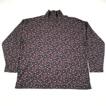 Vintage EMS Shirt Womens L Floral Pink Black Made In USA Cotton Long Sleeve - £17.92 GBP