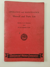 Continental Y112 Engine &amp; PY112 Power Unit Operation Manual &amp; Parts List - £21.88 GBP