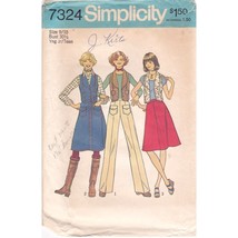 Vintage Sewing PATTERN Simplicity 7324, Young Junior Teen 1975 Vest Skirt - $14.52