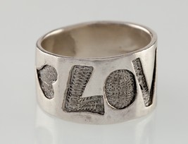 LOVE Sterling Silver Wide Band Ring Size 6.5 - £74.38 GBP