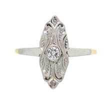 Vintage 10k Yellow Gold Genuine Natural Diamond Ring w/White Gold Top (#... - €325,40 EUR