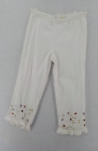 LA BLEND WOMENS PULL-ON CAPRI PANT SZ S WHITE LINED FLORAL EMBROIDERED A... - £6.25 GBP